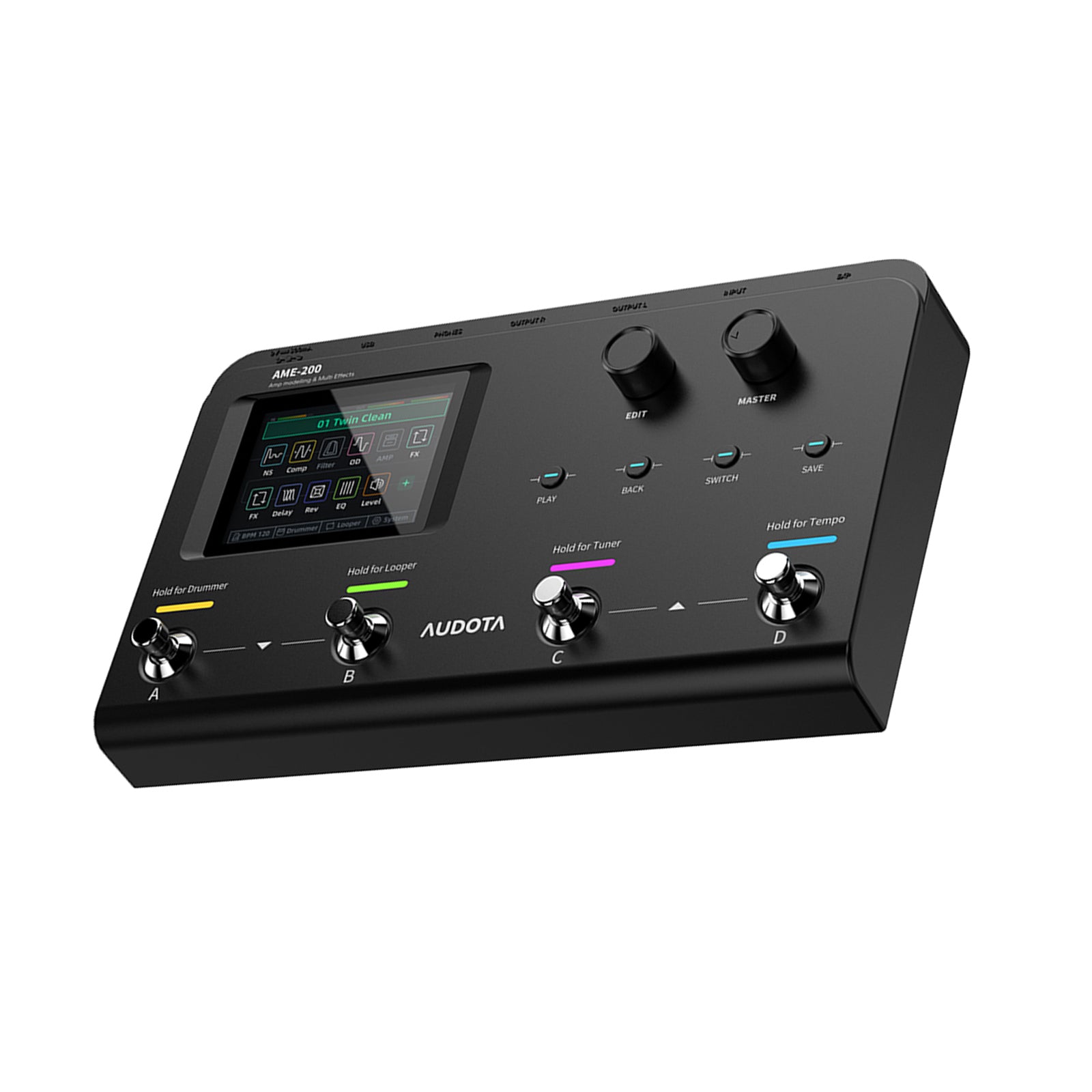 AUDOTA AME-200 Amp Modeler Multi-Effects Pedal 10 Effect Modules