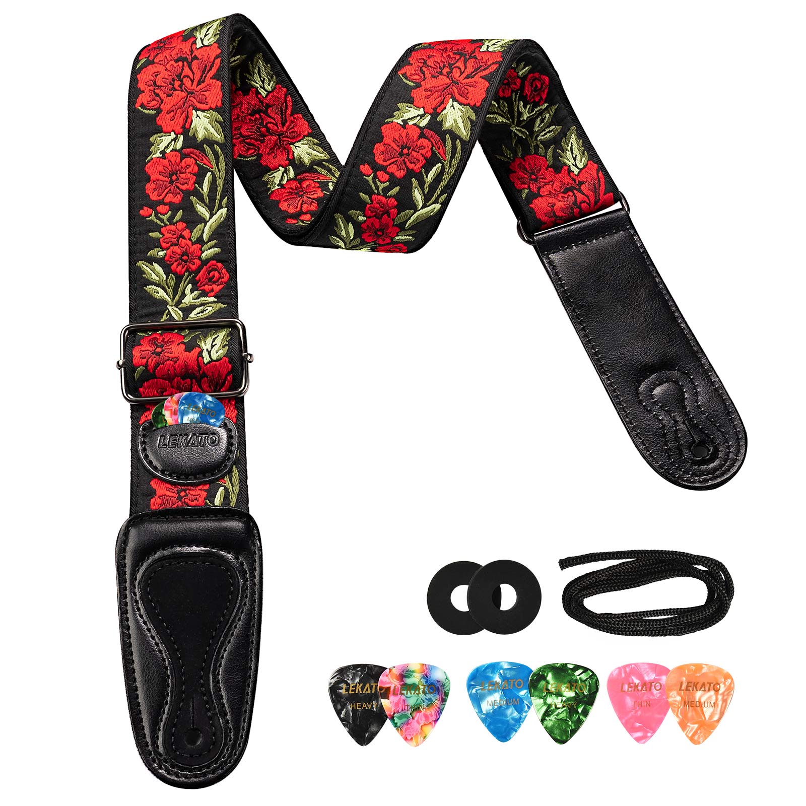 Lekato 2.5 Inch Wide Bass Guitar Strap Leather with Thicken Foam Padded for  Bass Electric Guitar 41 To 51 Leather Strap