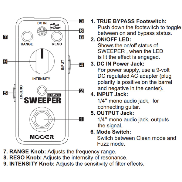 Mooer Sweeper Dynamic Envelope Filter Guitar Bass Effect Pedal Fuzz / Clean - LEKATO-Best Music Gears And Pro Audio