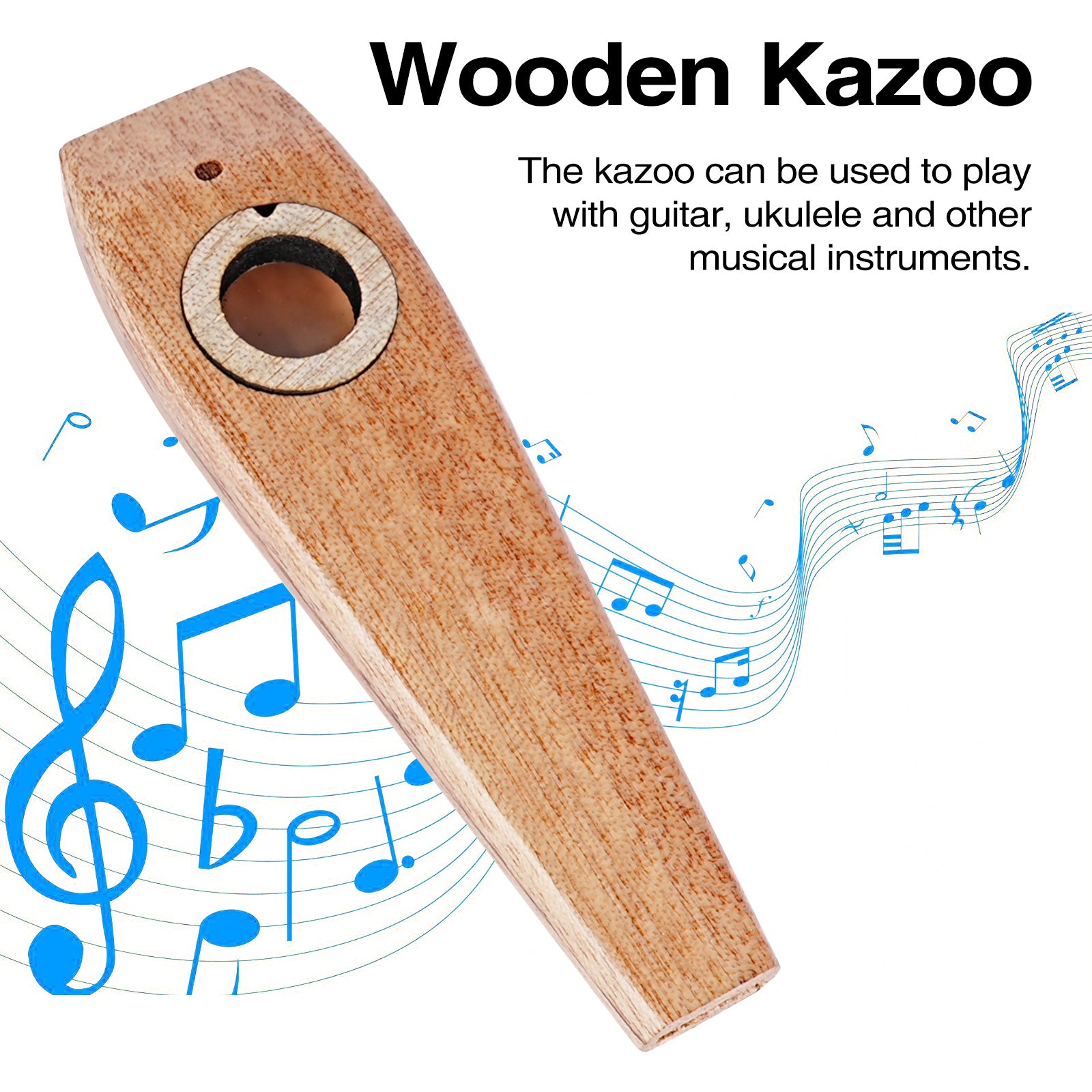  Wood Kazoo, Wooden Musical Instrument Guitar Partner Accompany  with 2 Membranes Flute Diaphragm Mouth Instruments Cover Backpacking for  Party Ukulele Violin Keyboard Piano Party Kids Adults Gift : Musical  Instruments