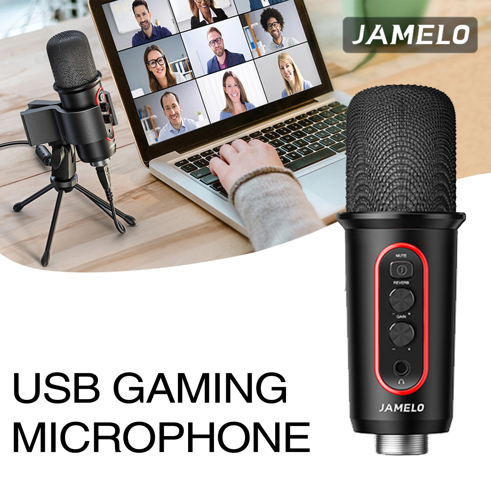 JAMELO Condenser Microphone Computer Gaming USB Mic Stand for Studio Record - LEKATO-Best Music Gears And Pro Audio