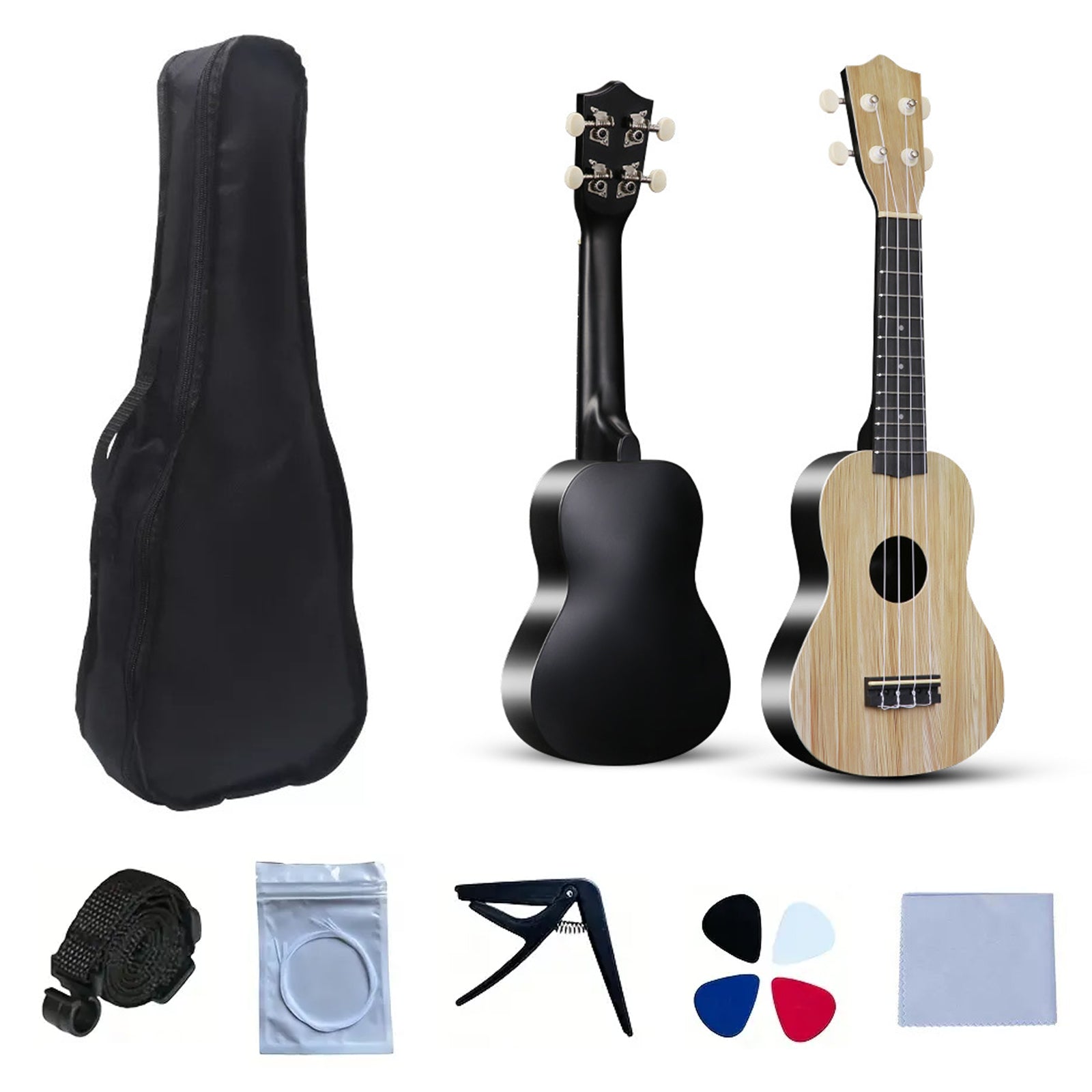 LEKATO 21 Inch Gradient Macron Simple Ukulele Composite Carbon Travel Set