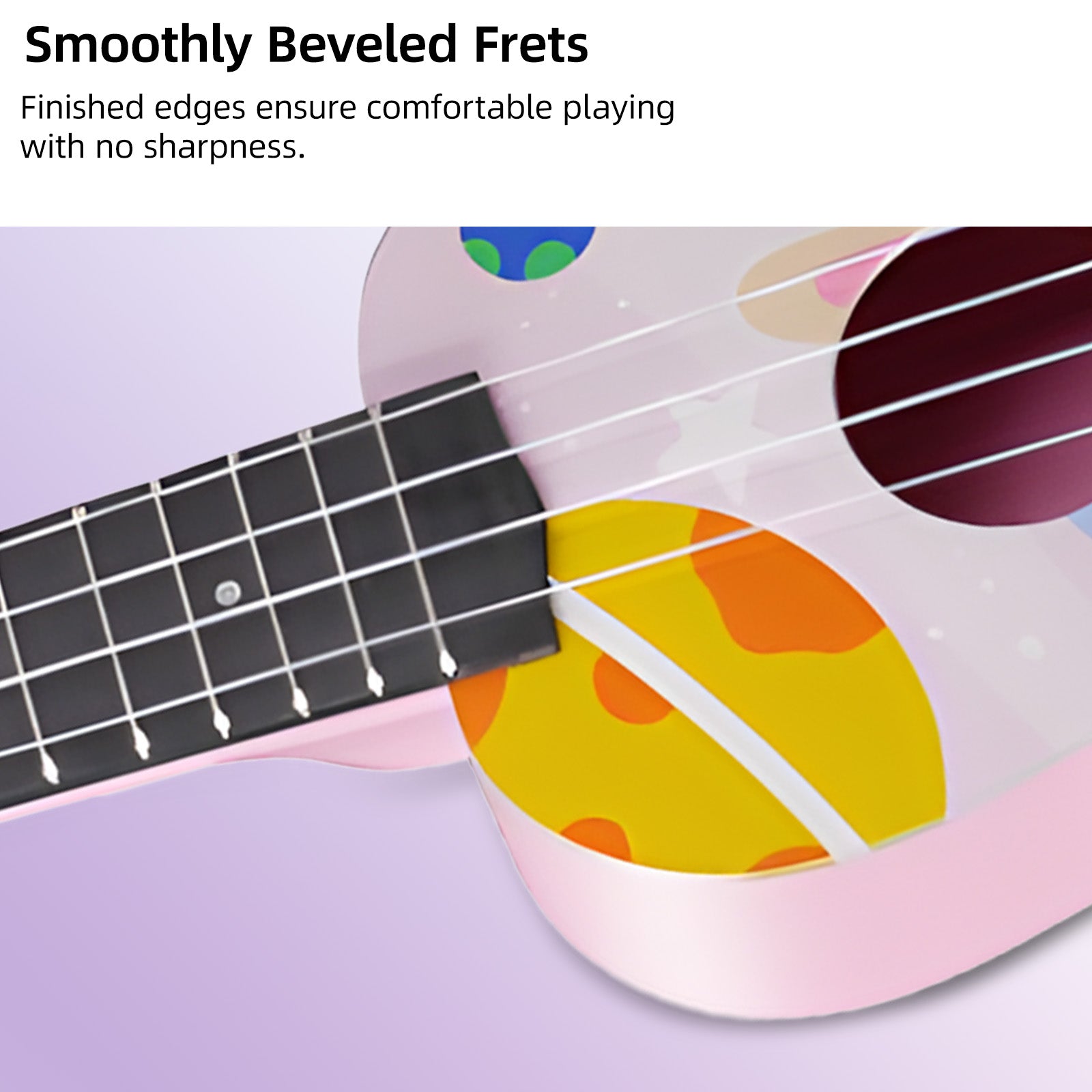 LEKATO 21 Inch Animal Cartoon Painting Ukulele Composite Carbon Fiber Travel Set