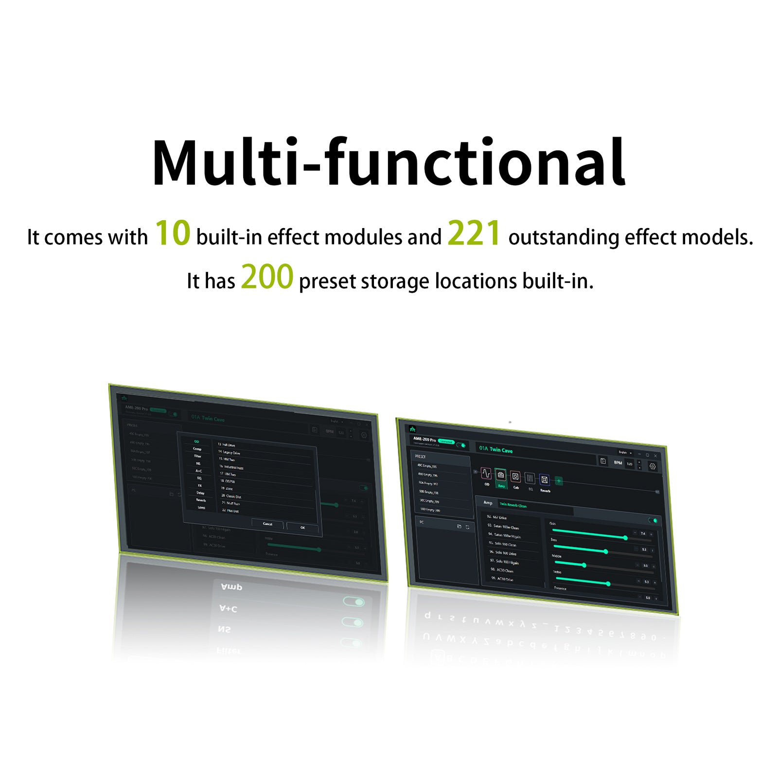 AUDOTA AME-200Pro Amp Modeler Multi-Effects Pedal Five Switches Expression Pedal