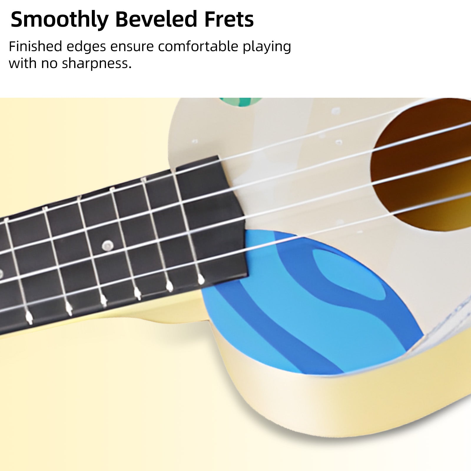 LEKATO 21 Inch Animal Cartoon Painting Ukulele Composite Carbon Fiber Travel Set