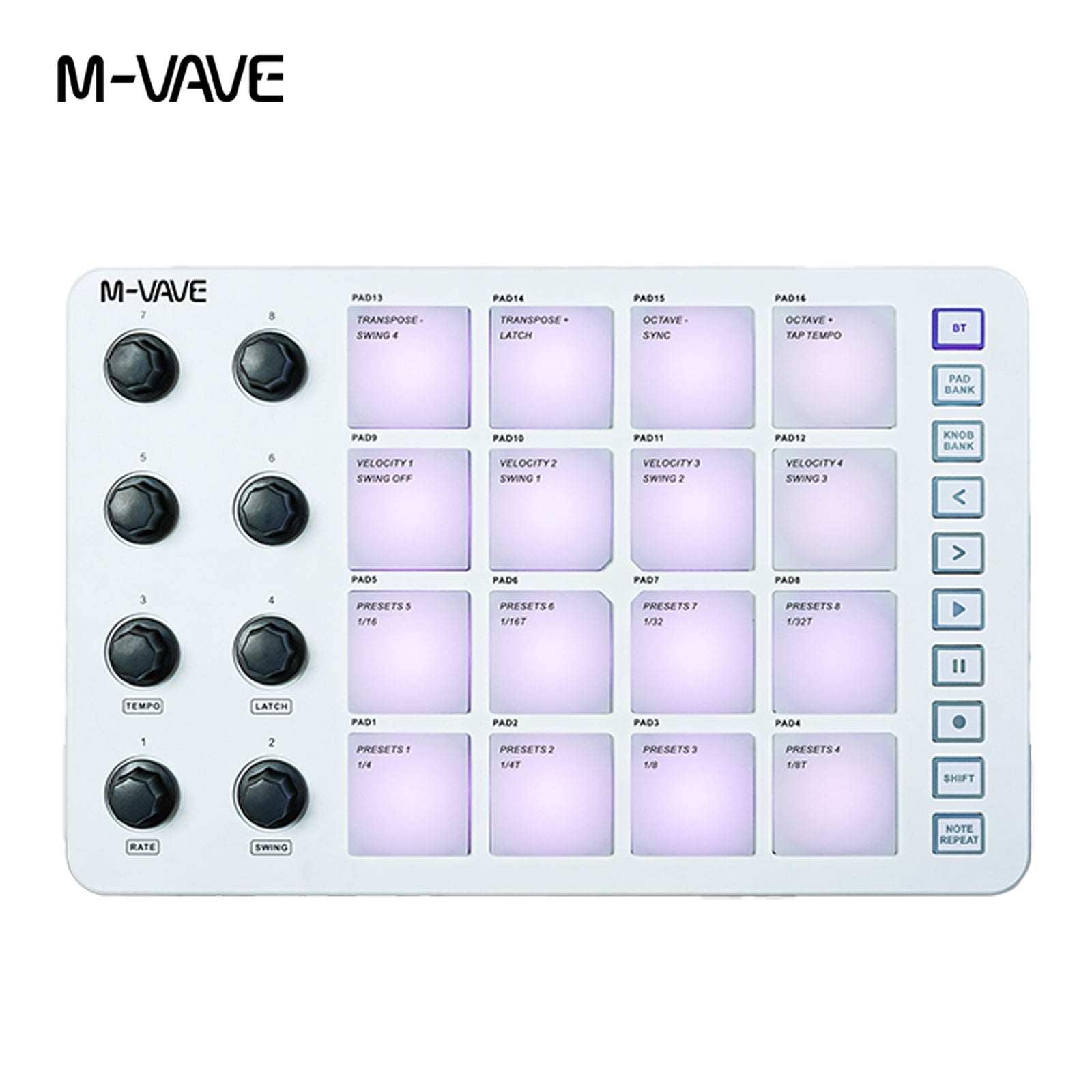 M-VAVE SMC-PAD Wireless MIDI Controller Pads 16 RGB Pads