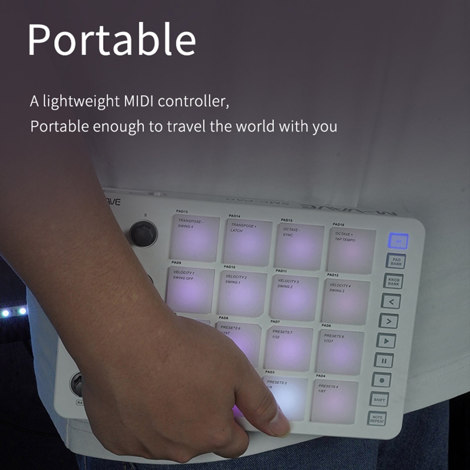 M-VAVE SMC-PAD Wireless MIDI Controller Pads 16 RGB Pads