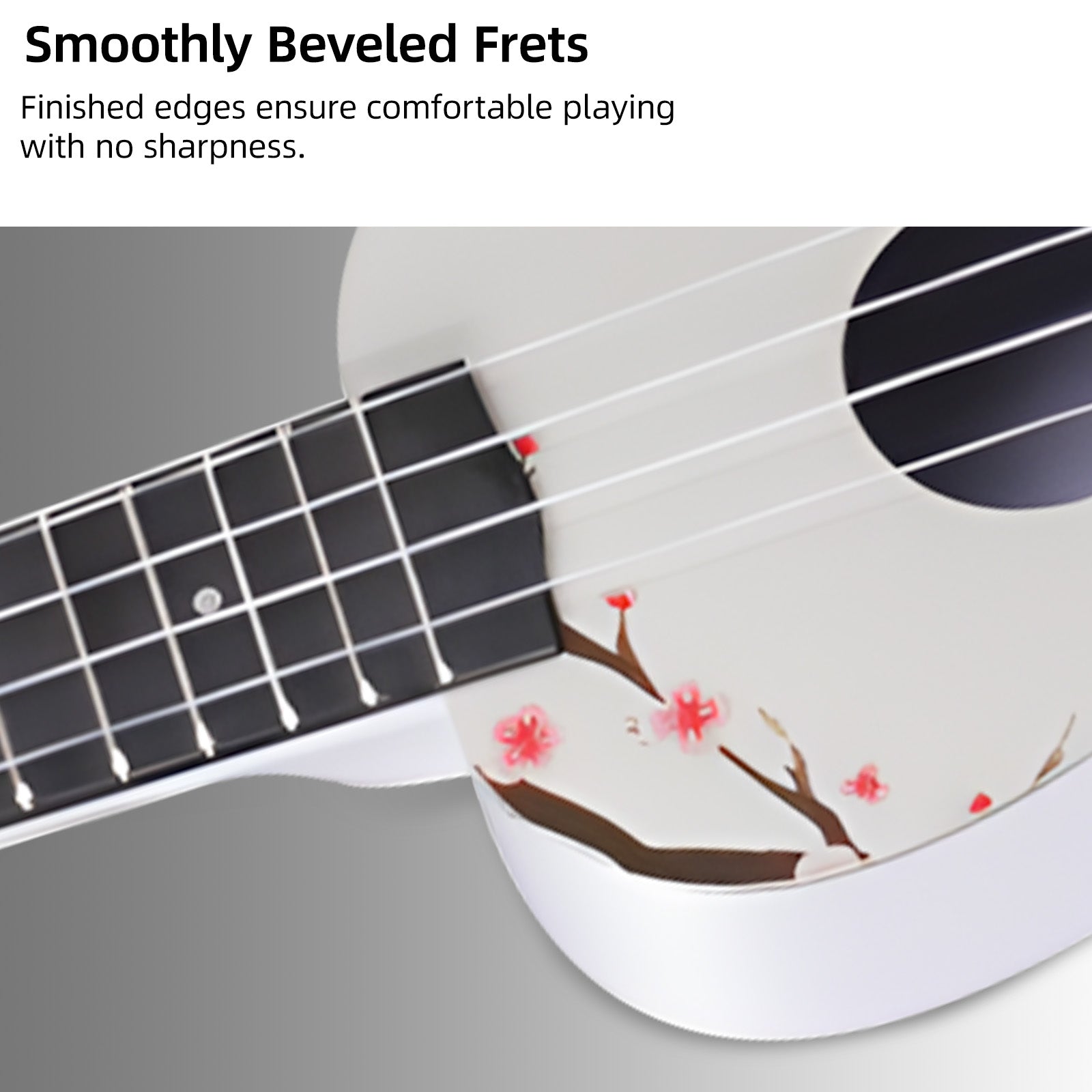 LEKATO 21 Inch Cartoon Painting Ukulele Composite Carbon Fiber Travel Set