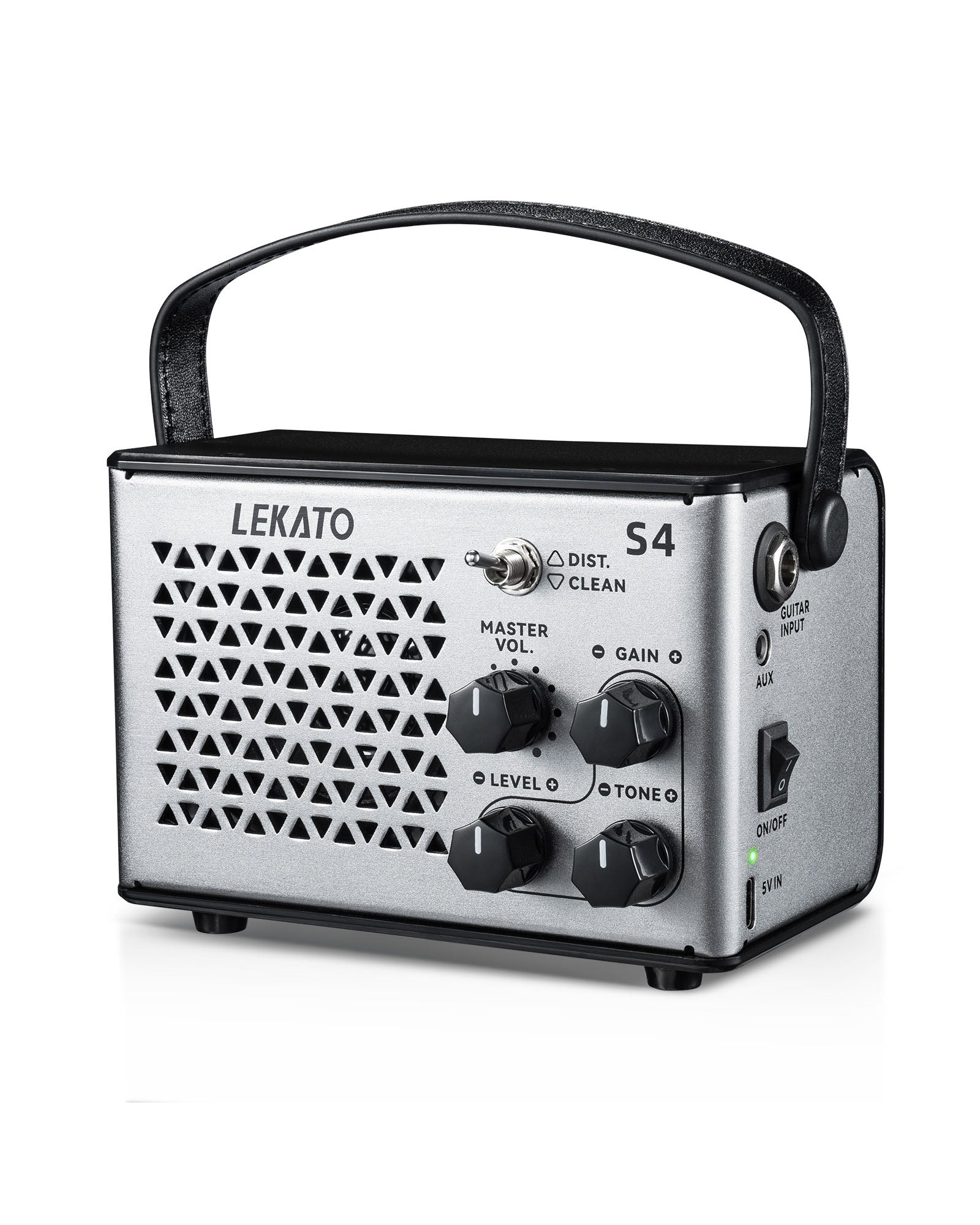 LEKATO Electric Guitar Amp 10W Clean Distortion Gain Control Bluetooth Rechargeable Amp