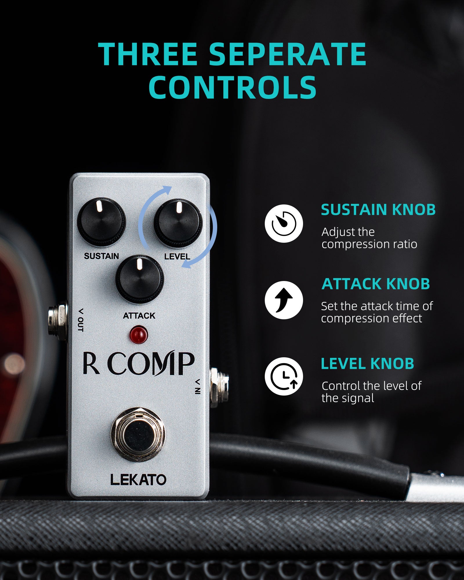 LEKATO R COMP Compressor Vintage Guitar Effect Pedal