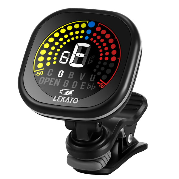 LEKATO Rechargeable Clip-on Tuner for Guitar Bass Ukulele Violin