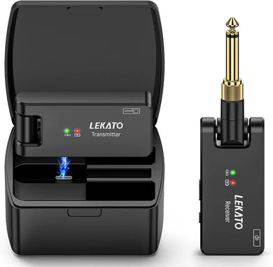 LEKATO WS-100 2.4GHz Wireless Guitar Transmitter Receiver System + Charging Box