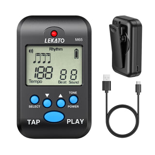 Buy black LEKATO Digital Metronome, Rechargeable LCD Electronic Metronome, with Timer, Human Voice, 10 Beat Sounds, Volume Adjustable, Clip on, Mini M65 Metronome for Piano, Guitar, Flute, Violin, Drum