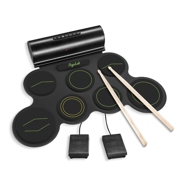 POGOLAB Roll Up Electronic Drum Kit w/ 7 Pads 2 Pedals 2 Sticks - Gree   Buy Musical Instruments, Pedals, Wireless, Drum, Pro Audio & More - LEKATO