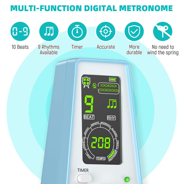 Electronic Digital Metronome Timer Tempo Knob Vocal Counts(Only available in Germany)