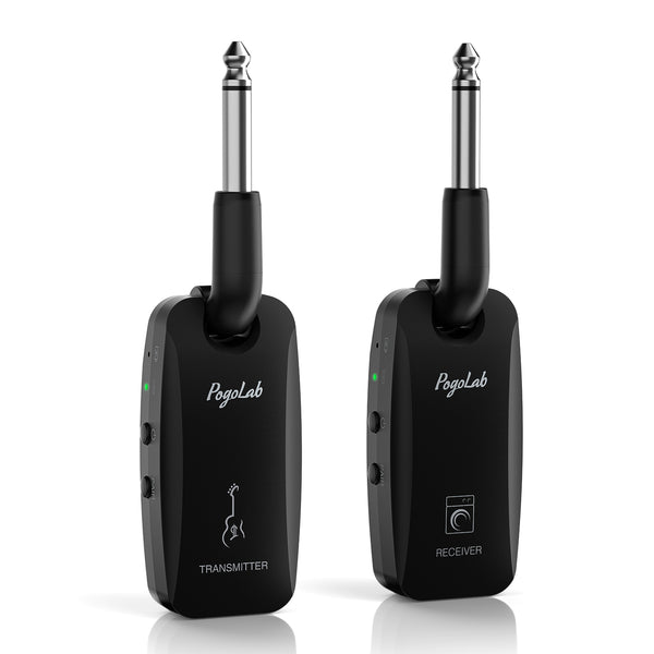 POGOLAB 5.8GHz Wireless Guitar System Rechargeable Guitar Wireless Transmitter Receiver with 3.5 mm Headphone Adapter & Storage Bag Digital Audio Guitar Cable Cordless for Guitars Bass