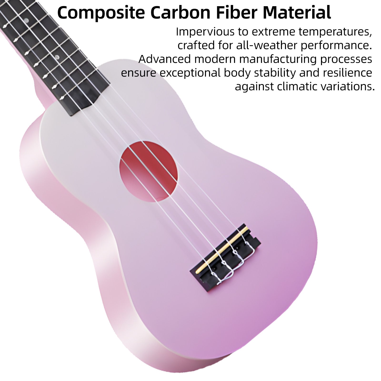 LEKATO 21 Inch Gradient Macron Simple Ukulele Composite Carbon Travel Set