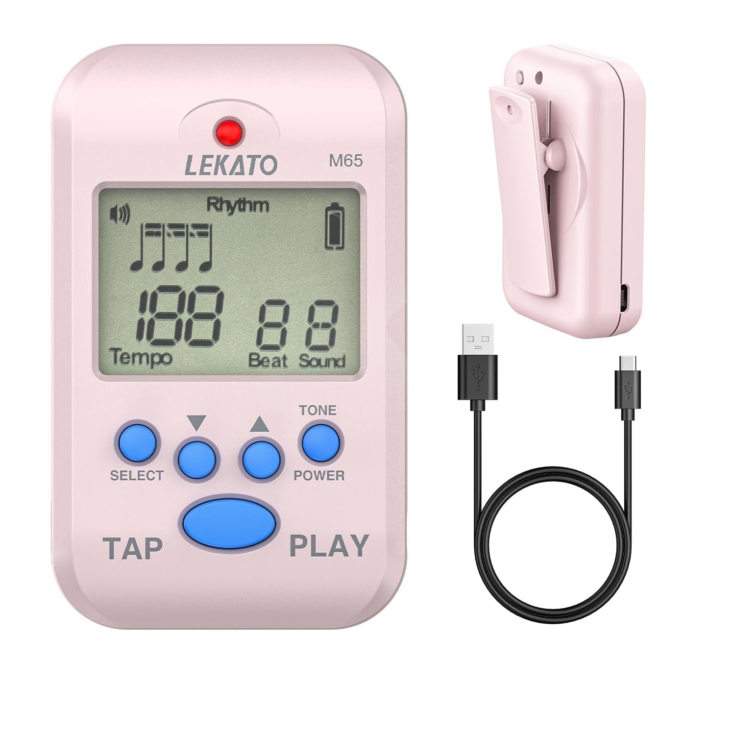 LEKATO Digital Rechargeable LCD Electronic Metronome w/ Timer Human Voice 10 Beat Sounds - LEKATO-Best Music Gears And Pro Audio