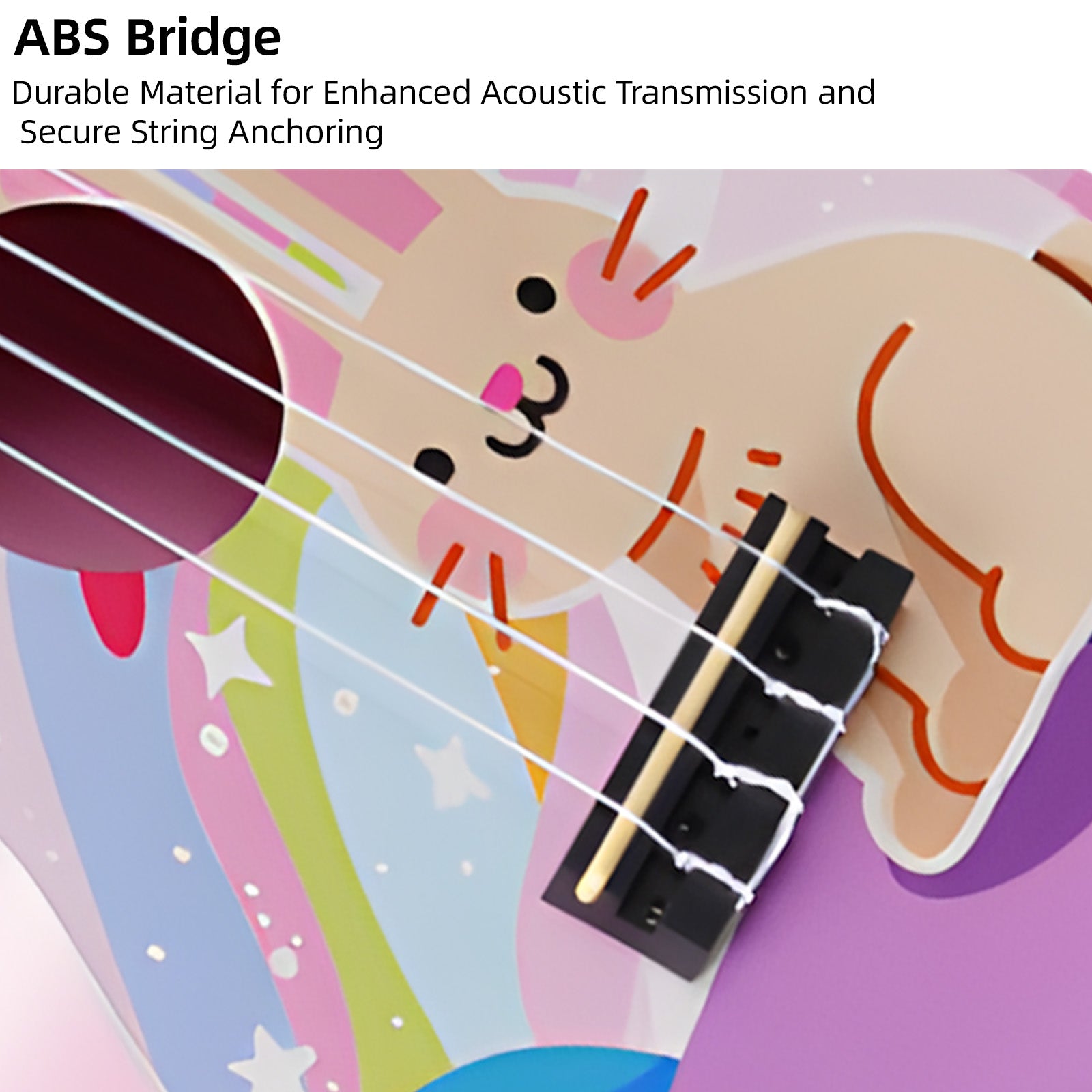 LEKATO 21 Inch Animal Cartoon Painting Ukulele Composite Carbon Fiber Travel Set