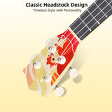 LEKATO 21 Inch Animal Cartoon Painting Ukulele Composite Carbon Fiber Travel Set