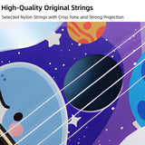 LEKATO 21 Inch Animal Cartoon Painting Ukulele Composite Carbon Fiber Travel Set