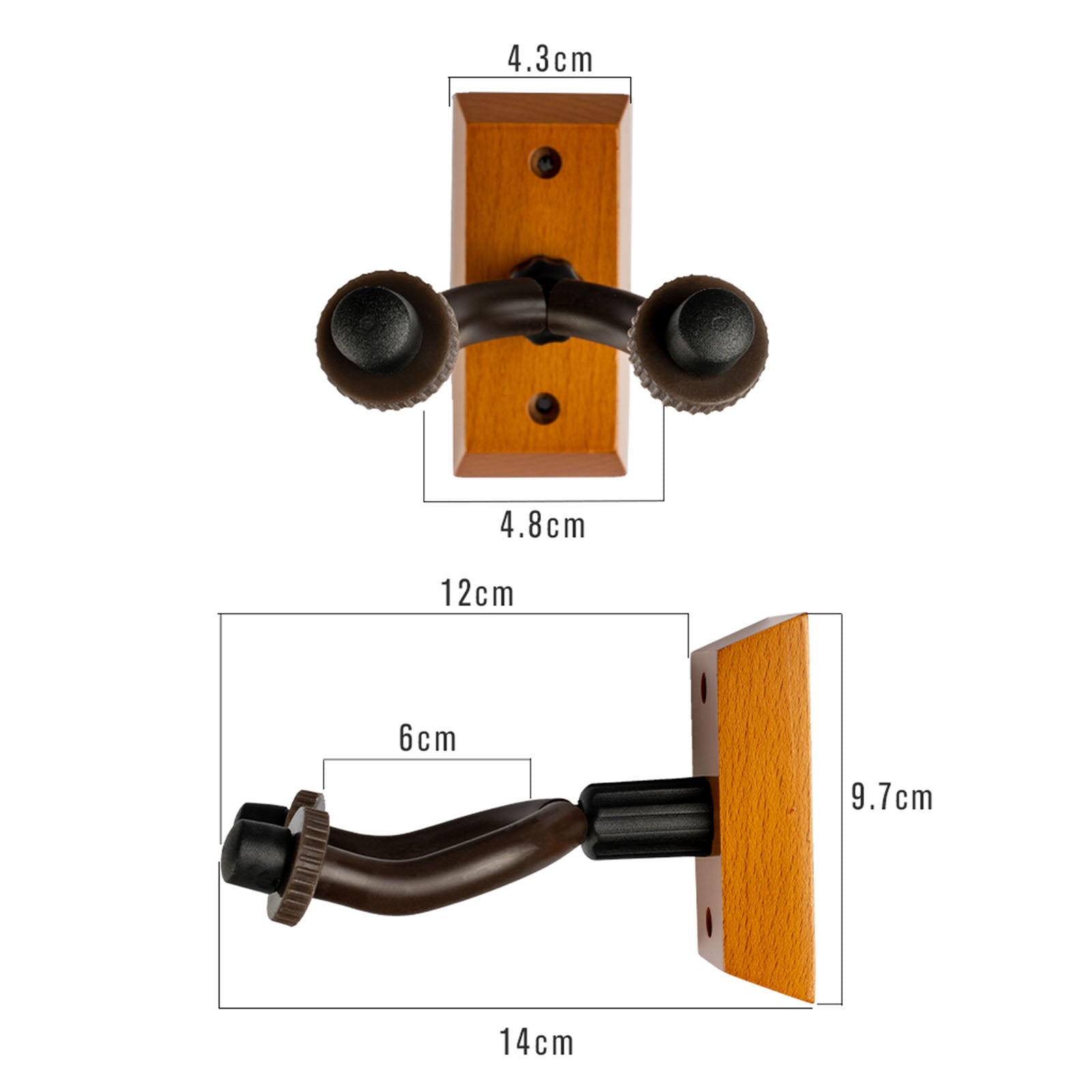 2 pc Classic Wood ABS Guitar Hanger Hooker with Pick Bag and 4 Picks