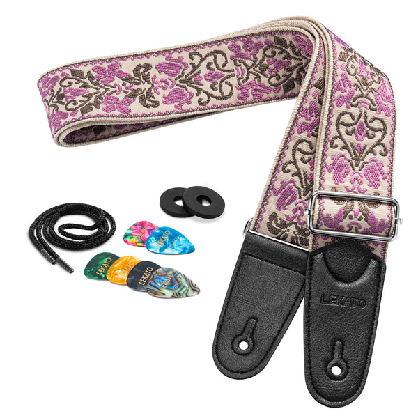 LEKATO LGS-13 Floral Jacquard Embroidery 2″ Wide Guitar Straps