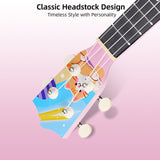 LEKATO 21 Inch Animal Cartoon Painting Ukulele Composite Carbon Fiber Travel Set