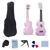 LEKATO 21 Inch Gradient Macron Simple Ukulele Composite Carbon Travel Set