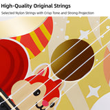 LEKATO 21 Inch Animal Cartoon Painting Ukulele Composite Carbon Fiber Travel Set