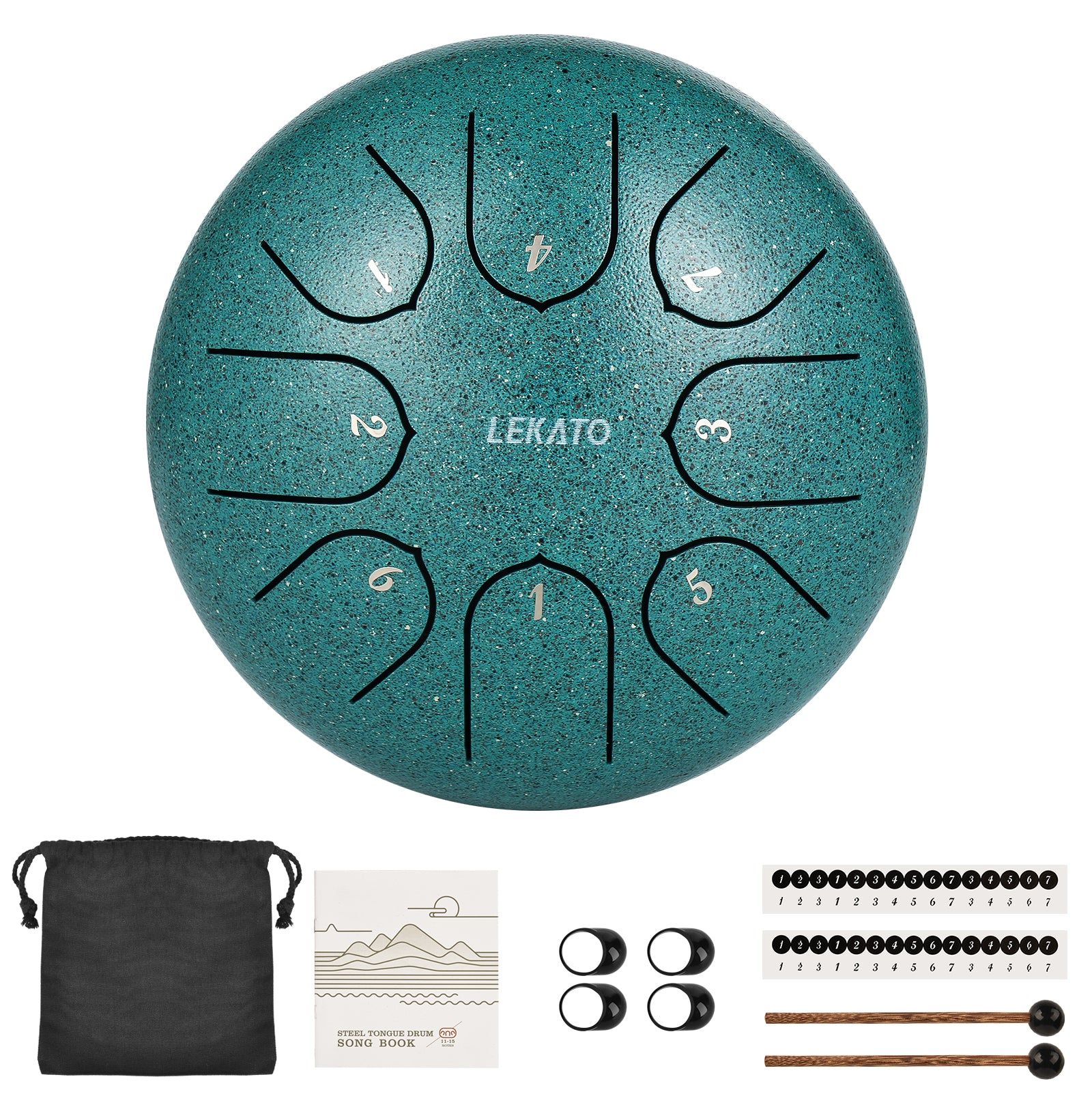 LEKATO 6" Tongue Drum 8 Notes C Tune For Beginner w/ Song Book