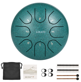 Acheter green LEKATO 6" Tongue Drum 8 Notes C Tune For Beginner w/ Song Book