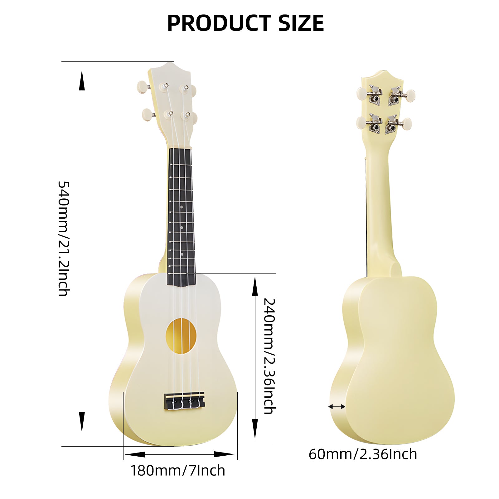 LEKATO 21 Inch Gradient Macron Simple Ukulele Composite Carbon Travel Set