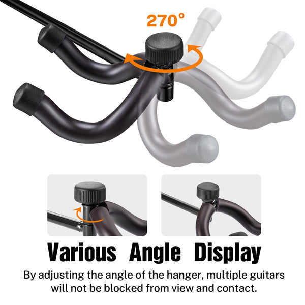 5 Guitar Wall Rack Mount with Strong Guitar Hangers for Electric Acoustic Guitar - LEKATO-Best Music Gears And Pro Audio