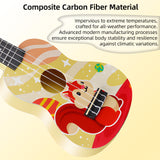 LEKATO 21 Inch Animal Cartoon Painting Ukulele Composite Carbon Fiber Travel Set