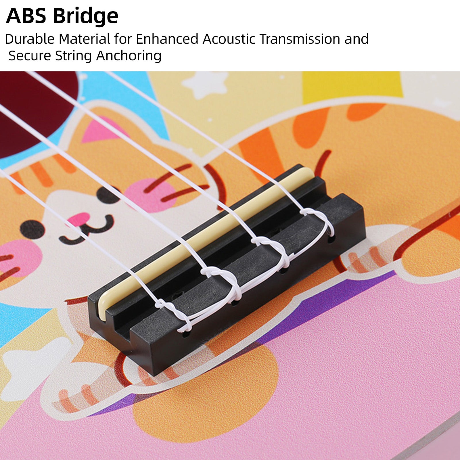 LEKATO 21 Inch Animal Cartoon Painting Ukulele Composite Carbon Fiber Travel Set