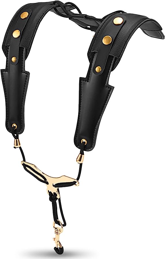 SS 1 Saxophone Shoulder Strap Double Shoulder Leather Adjustable