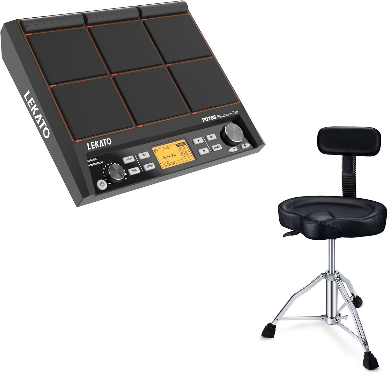 LEKATO PD705 Electric Percussion Pad Drum 9-Trigger Sample Multipad ...