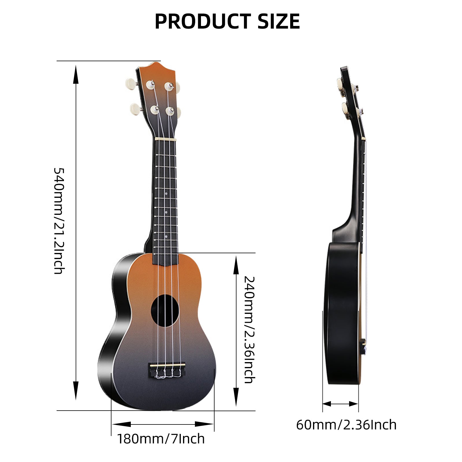 LEKATO 21 Inch Gradient Macron Simple Ukulele Composite Carbon Travel Set