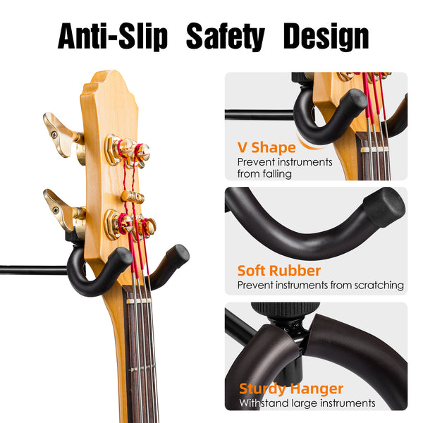 5 Guitar Wall Rack Mount with Strong Guitar Hangers for Electric Acoustic Guitar