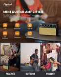 LEKATO Mini-Gitarrenverstärker, 10 W, wiederaufladbarer Bluetooth-E-Gitarrenverstärker für das tägliche Üben