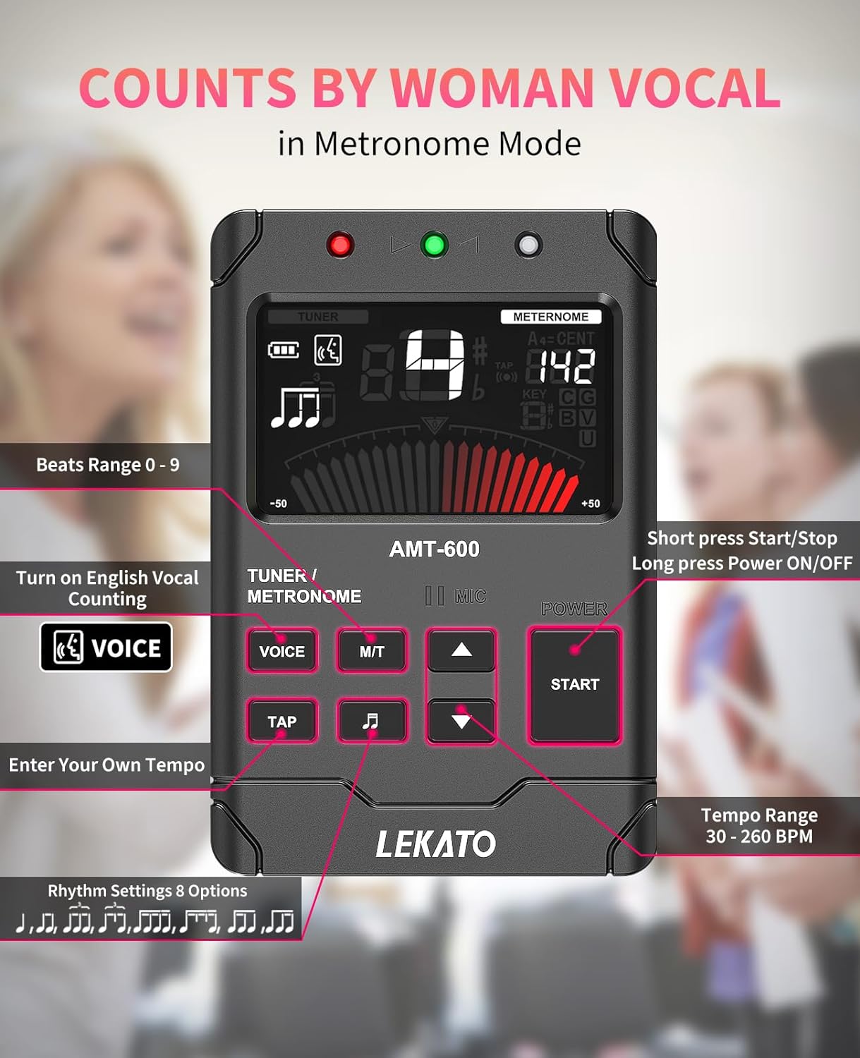 LEKATO ATM-600 Tuner 3 In 1 Digital Metronome