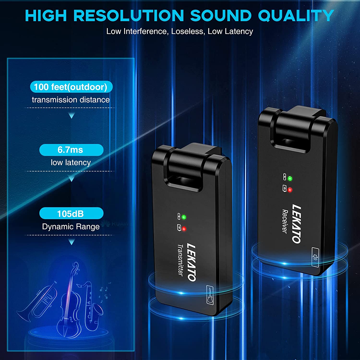 LEKATO WS-100 2.4G Wireless Transmitter Receiver System w/ Charging Box (Get $15 Coupon) - LEKATO-Best Music Gears And Pro Audio