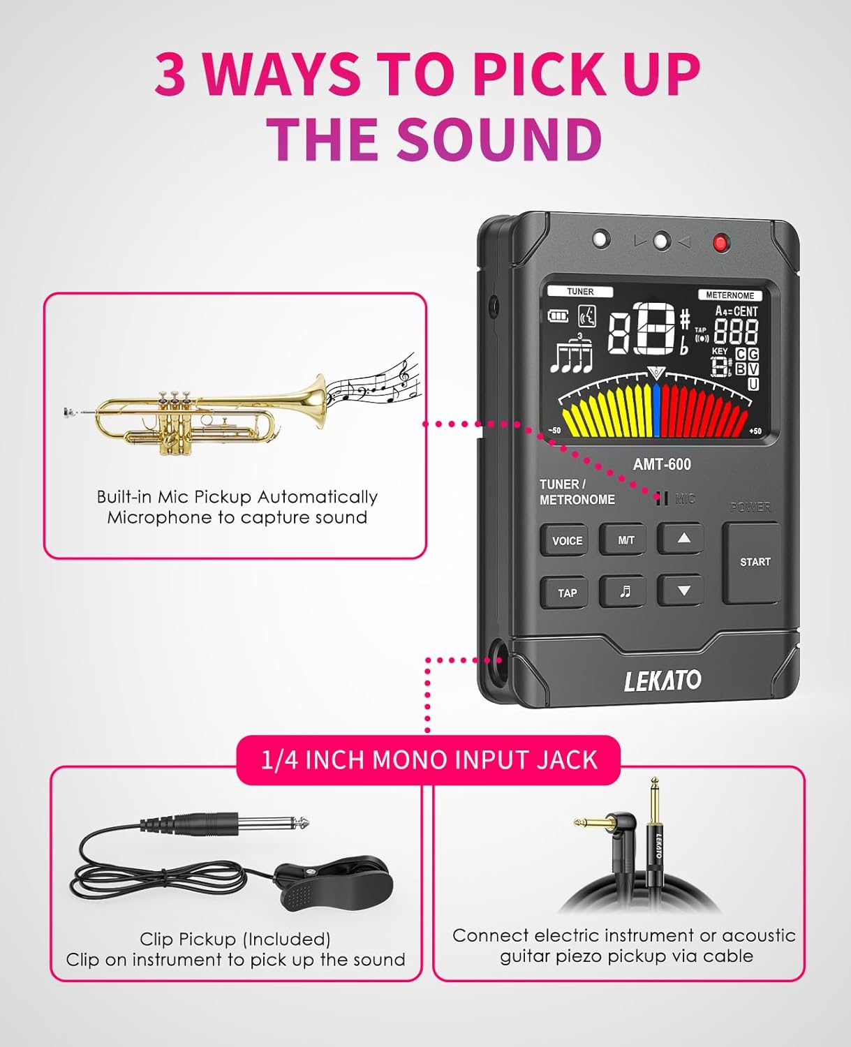 LEKATO ATM-600 Tuner 3 In 1 Digital Metronome