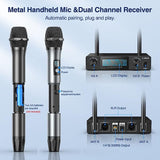 JAMELO Wireless Microphone System Dual Channel UHF Handheld Dynamic Karaoke Mic Set - LEKATO-Best Music Gears And Pro Audio