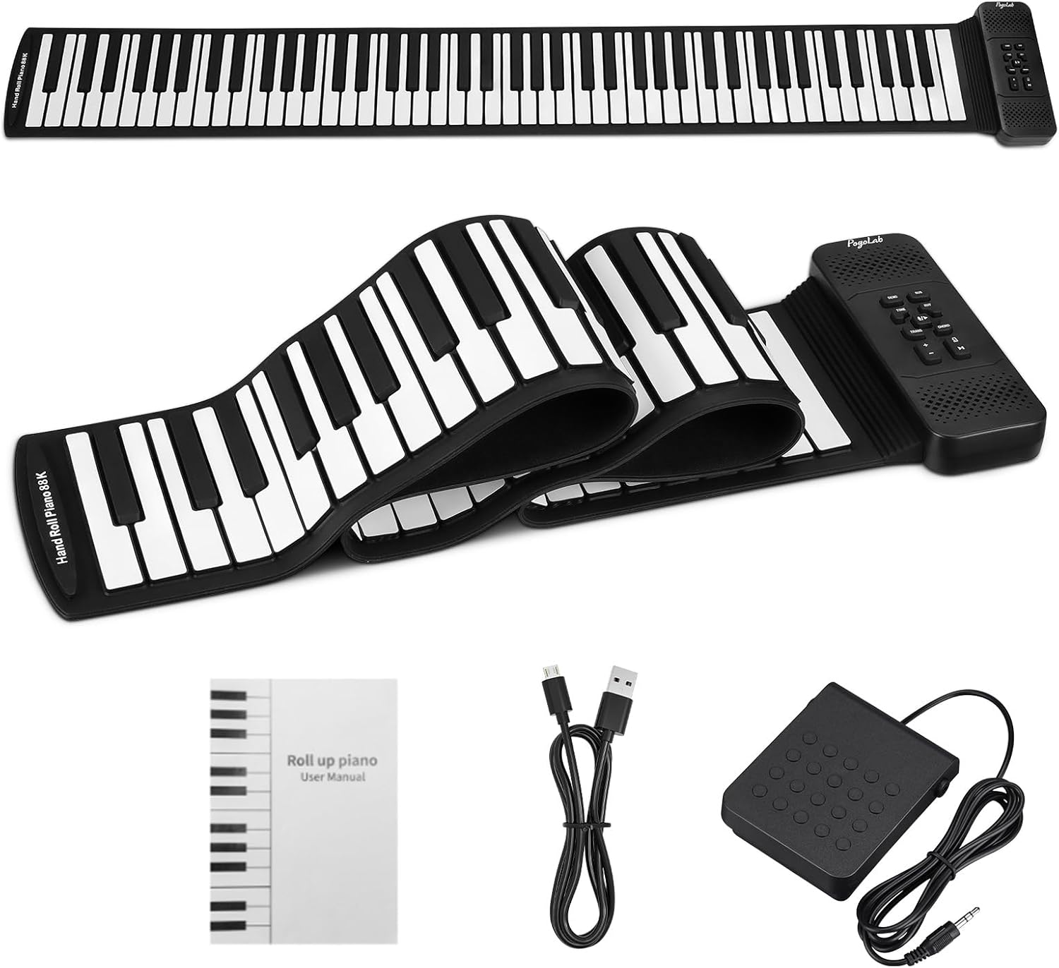 POGOLAB BR2388 Roll Up 88 Keys Electric Foldable Piano Keyboard