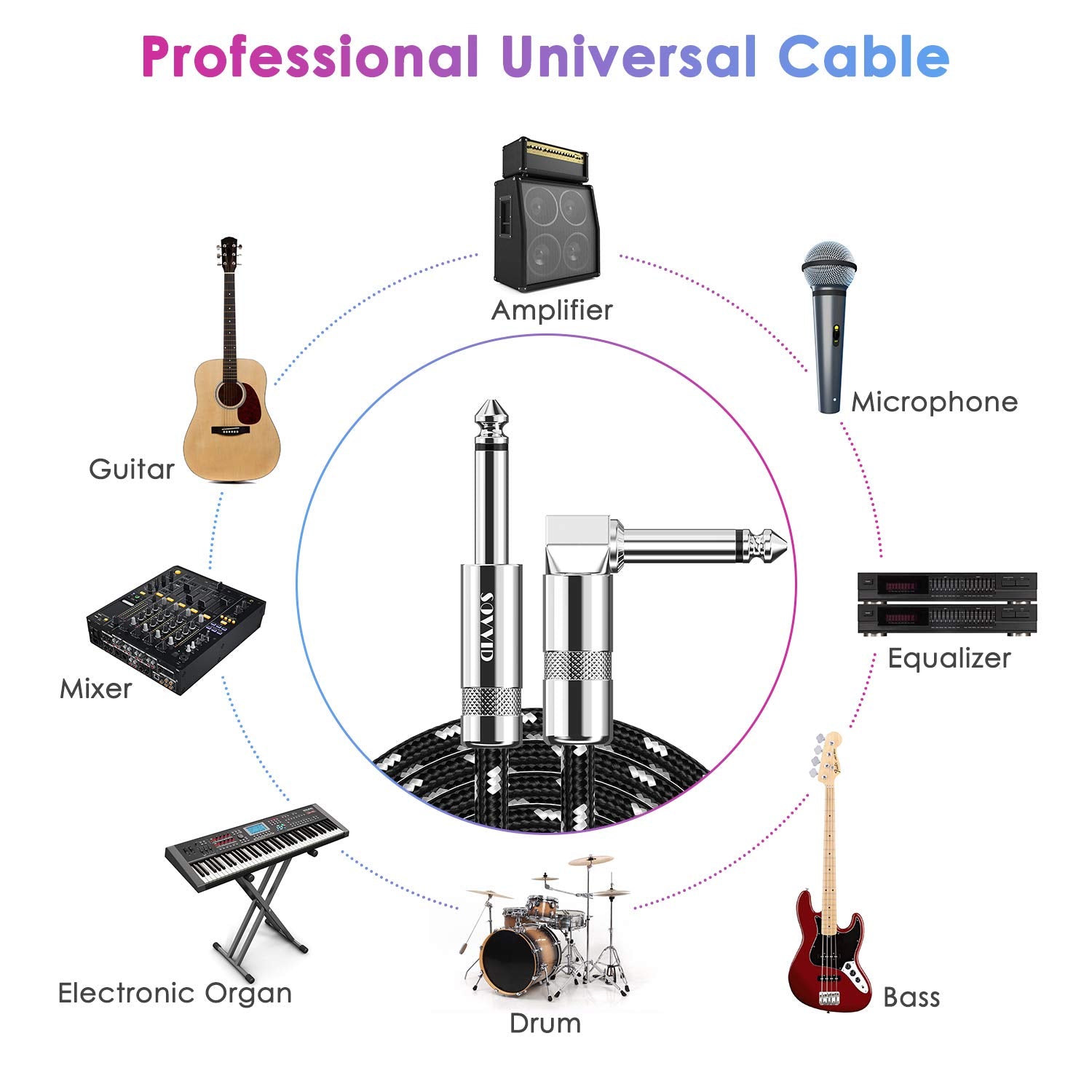 LEKATO GT-L5 0.5M/1M/3M Guitar Cables