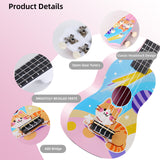 LEKATO 21 Inch Animal Cartoon Painting Ukulele Composite Carbon Fiber Travel Set
