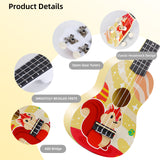 LEKATO 21 Inch Animal Cartoon Painting Ukulele Composite Carbon Fiber Travel Set