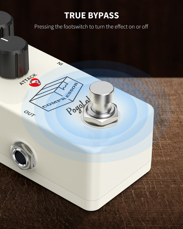 POGOLAB Compressor Guitar Effect Pedal Comp True Bypass LED Light Metal Shell - LEKATO-Best Music Gears And Pro Audio